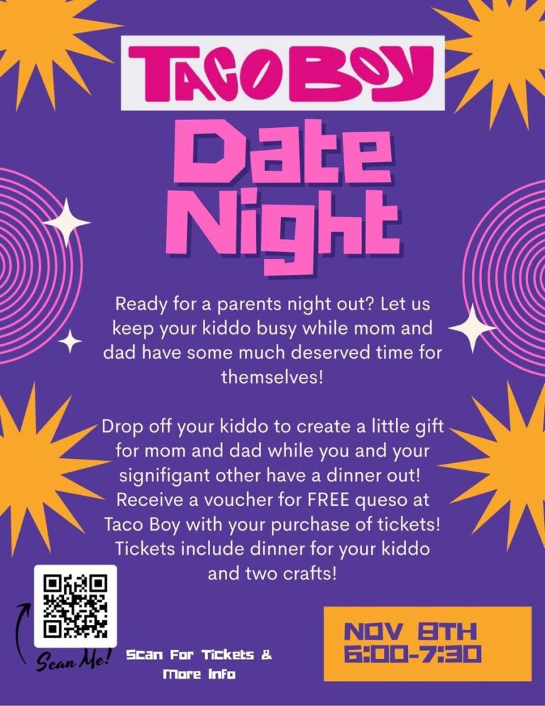 Taco Boy Date Night: Kids Craft Night (6:00 pm – 7:30 pm)