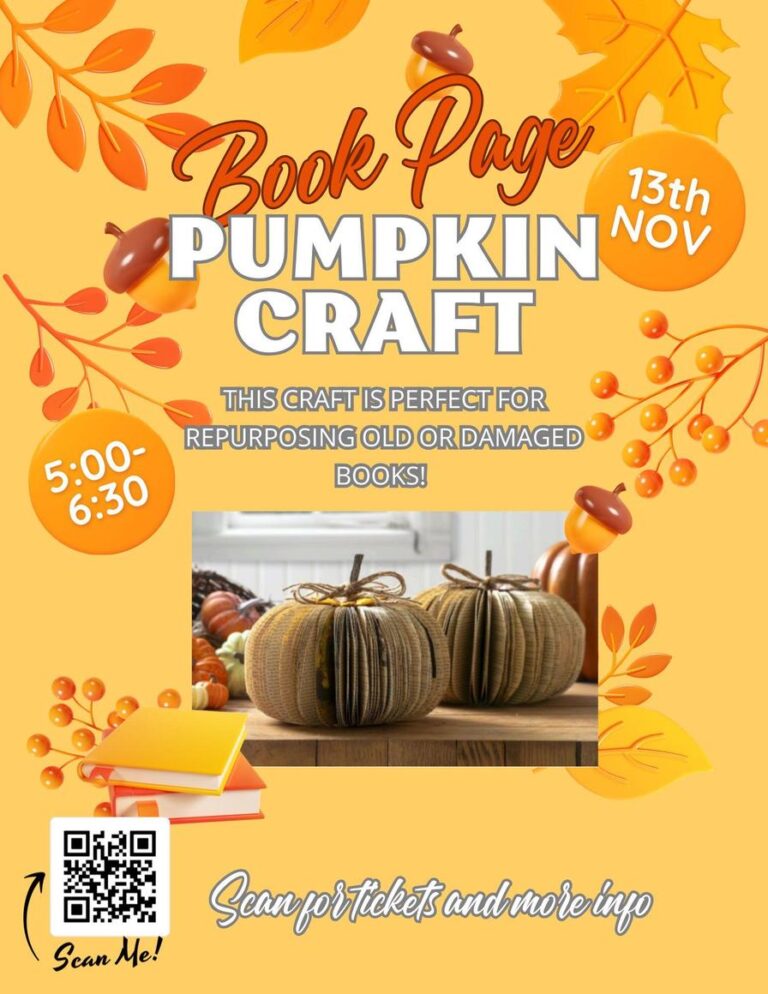 Book Page Pumpkin Craft (5:00 pm – 6:30 pm)