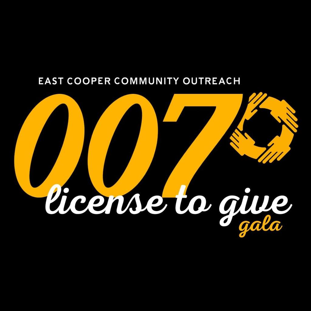 Text promoting the East Cooper Community Outreach gala, titled "007 License to Give.
