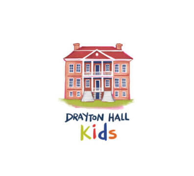 Illustration of a red brick building with steps, labeled "Drayton Hall Kids" below.