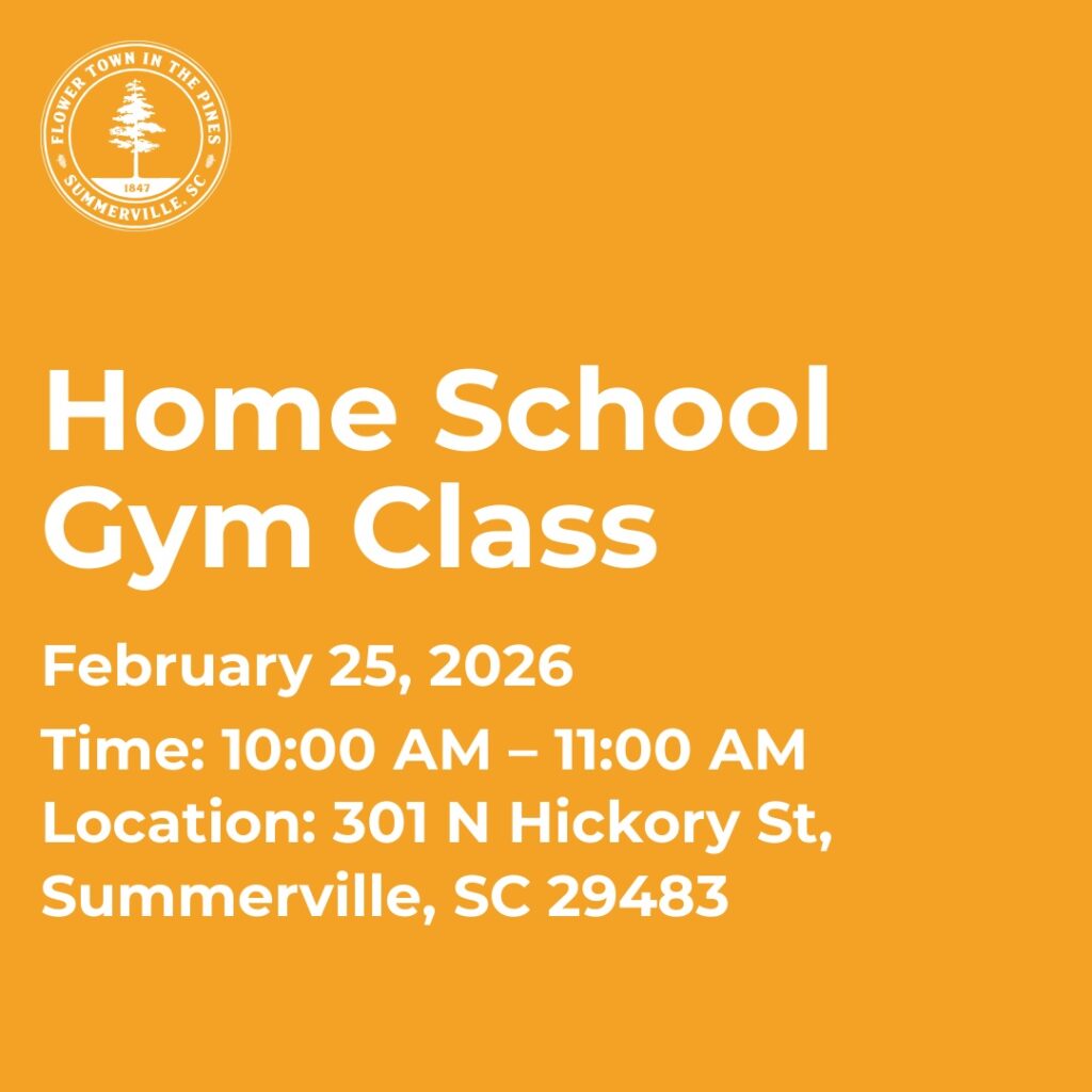Home school gym class scheduled for February 25, 2026, from 10:00 AM to 11:00 AM in Summerville, SC.