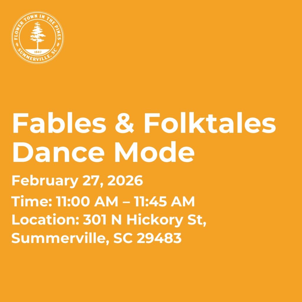 Event details for "Fables & Folktales Dance Mode" on February 27, 2026, in Summerville, SC.