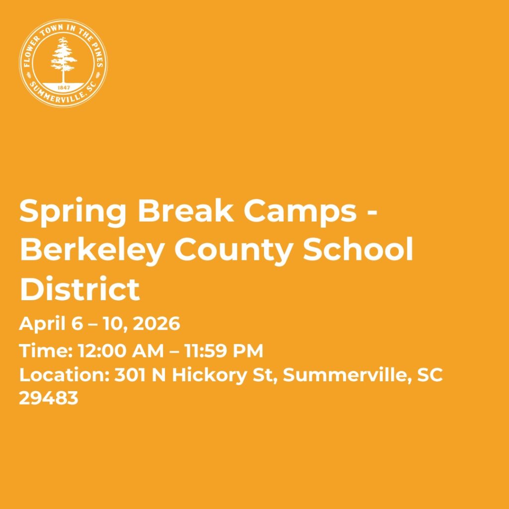 Spring Break Camps for Berkeley County School District, April 6-10, 2026, at 301 N Hickory St, Summerville, SC.