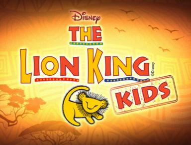 Title for "The Lion King Kids" with a cartoon lion and vibrant background.