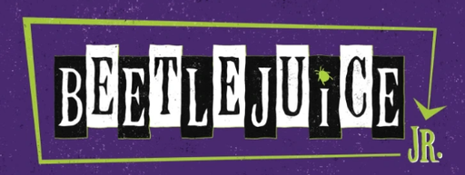Title "Beetlejuice Jr." in bold, stylized letters on a purple background with a green outline.