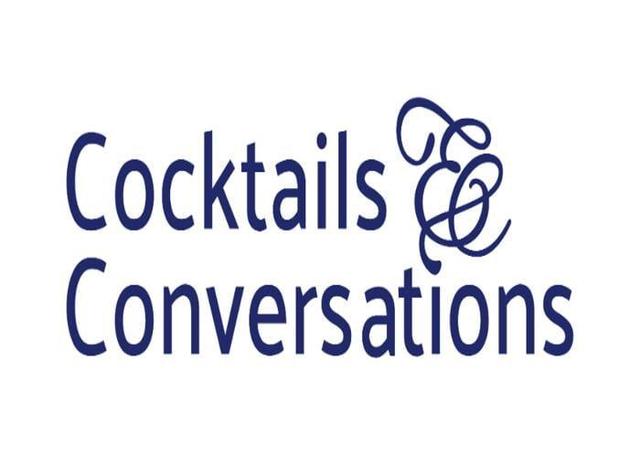 Text logo featuring "Cocktails & Conversations" in a stylish font.