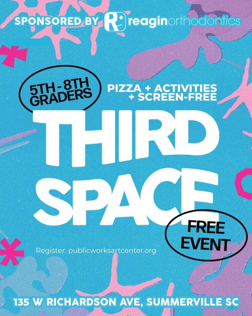 Event flyer for 5th-8th graders featuring pizza, activities, and a screen-free environment. Free event details included.
