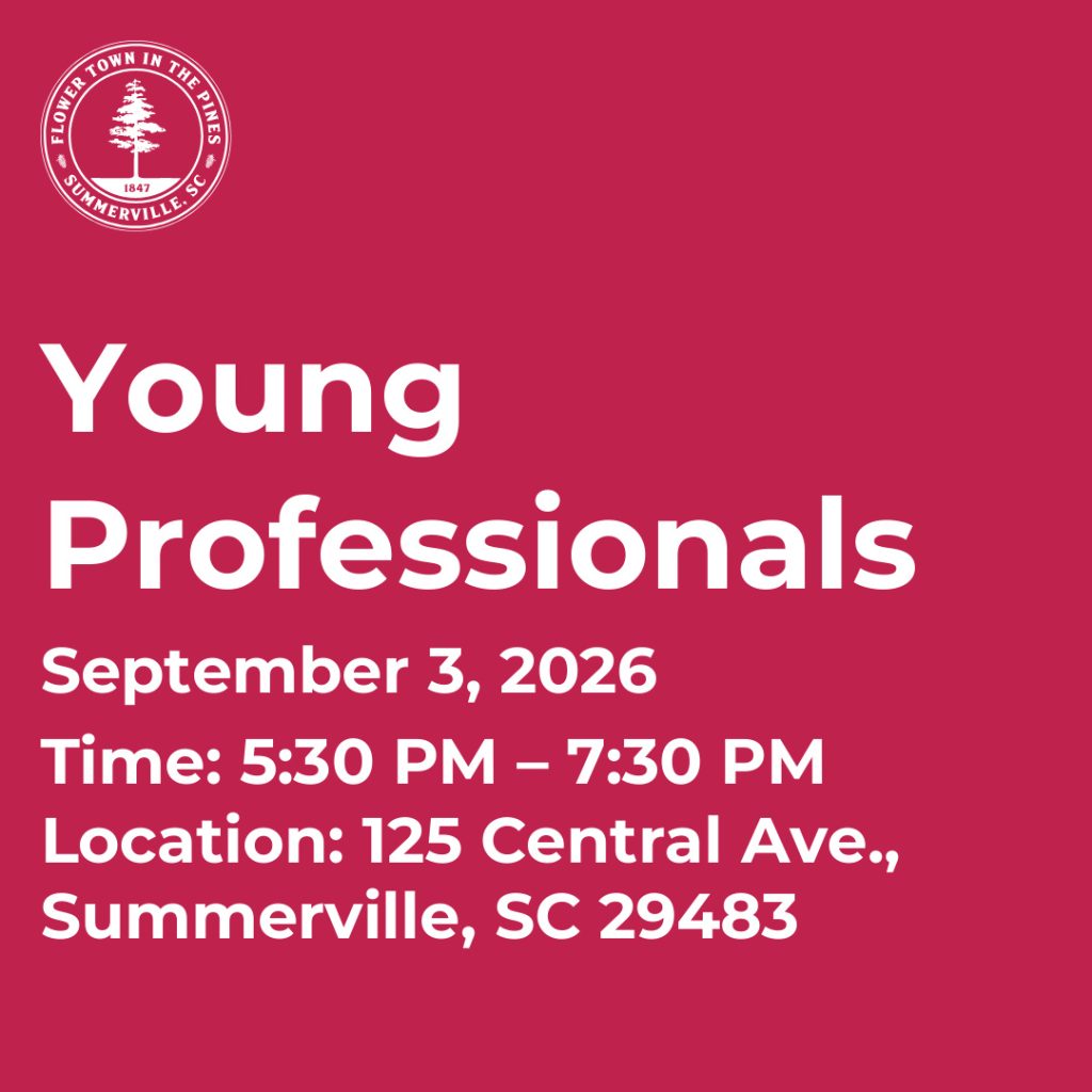 Event details for Young Professionals on September 3, 2026, from 5:30 PM to 7:30 PM in Summerville, SC.