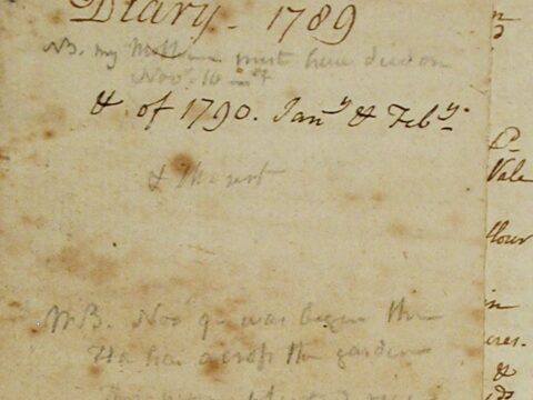 Handwritten diary page from 1789, featuring notes and dates, with some faded text.