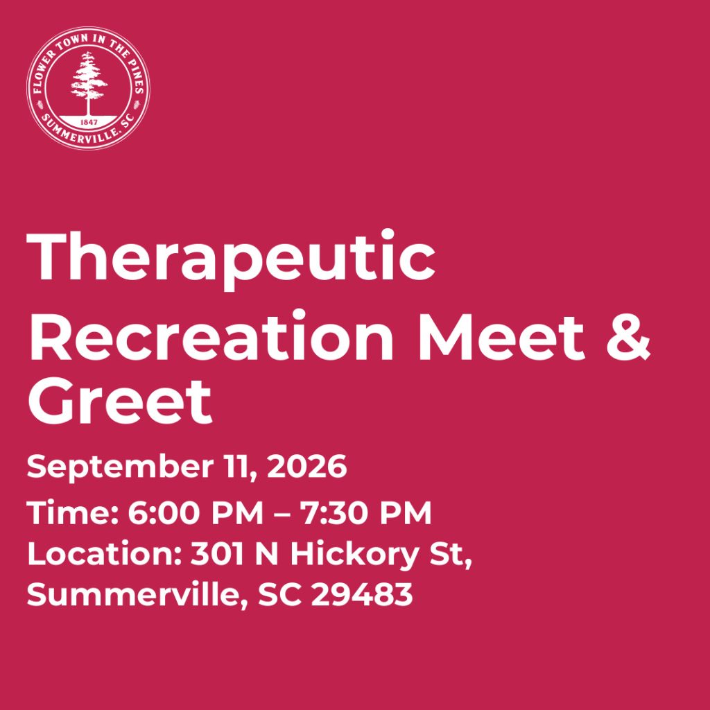Event details for Therapeutic Recreation Meet & Greet on September 11, 2026, from 6:00 PM to 7:30 PM.