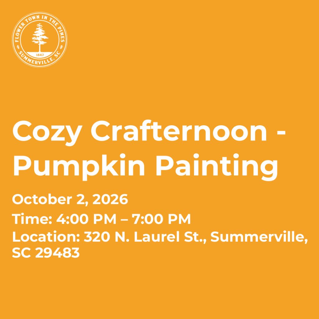 Event details for a pumpkin painting session on October 2, 2026, from 4 PM to 7 PM in Summerville, SC.