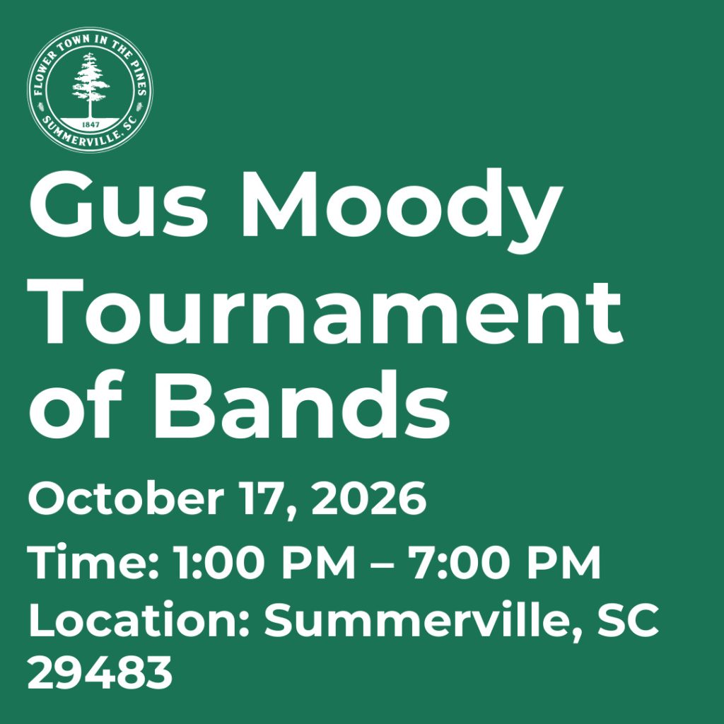 Gus Moody Tournament of Bands details: October 17, 2026, 1:00 PM – 7:00 PM, Summerville, SC 29483.